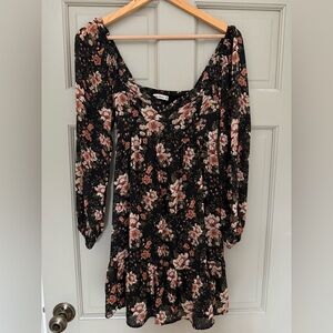 Abercrombie & Fitch Black Floral Long Sleeve Dress